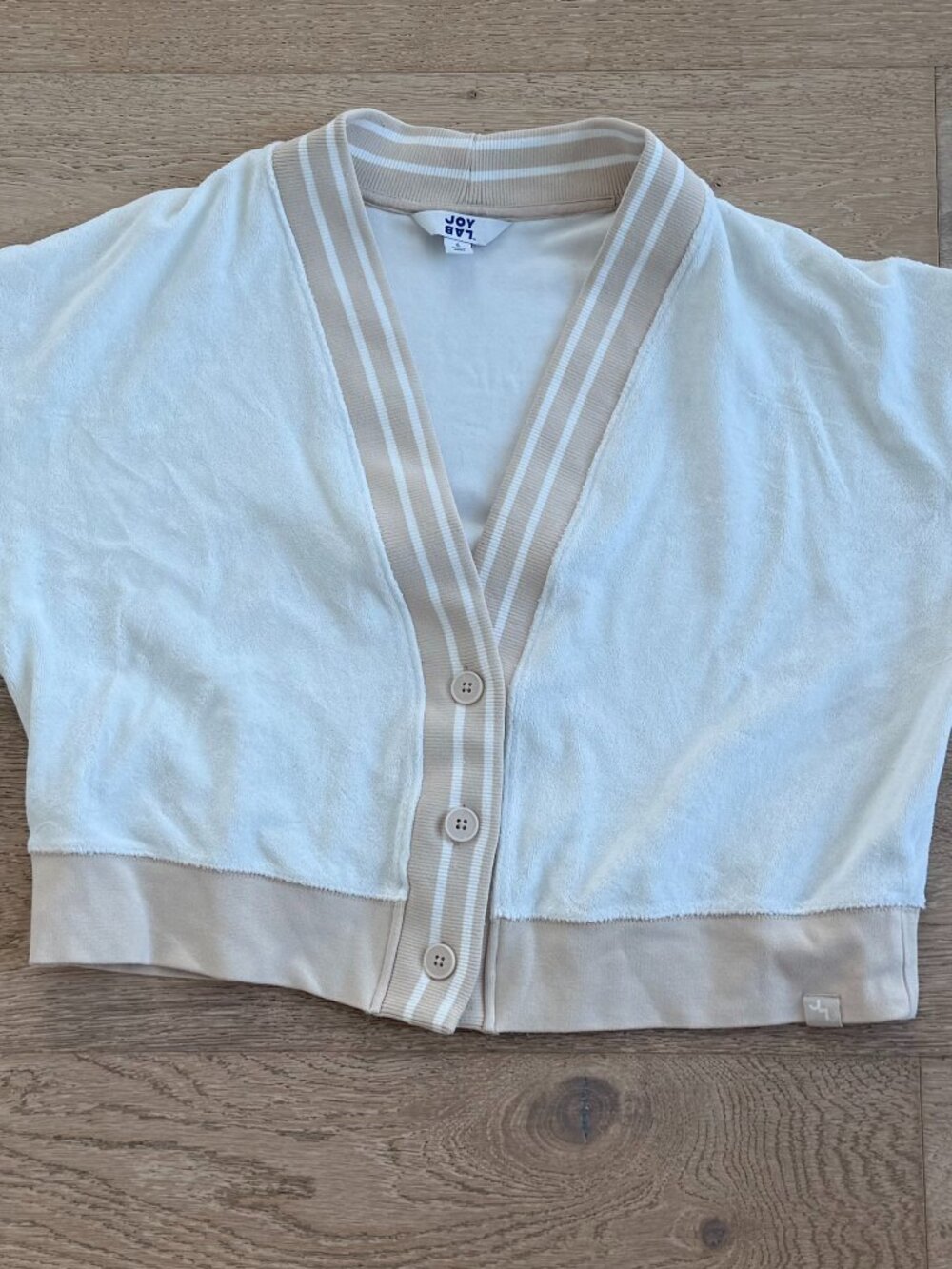 Women's Terry Cloth Cardigan JoyLab White Small